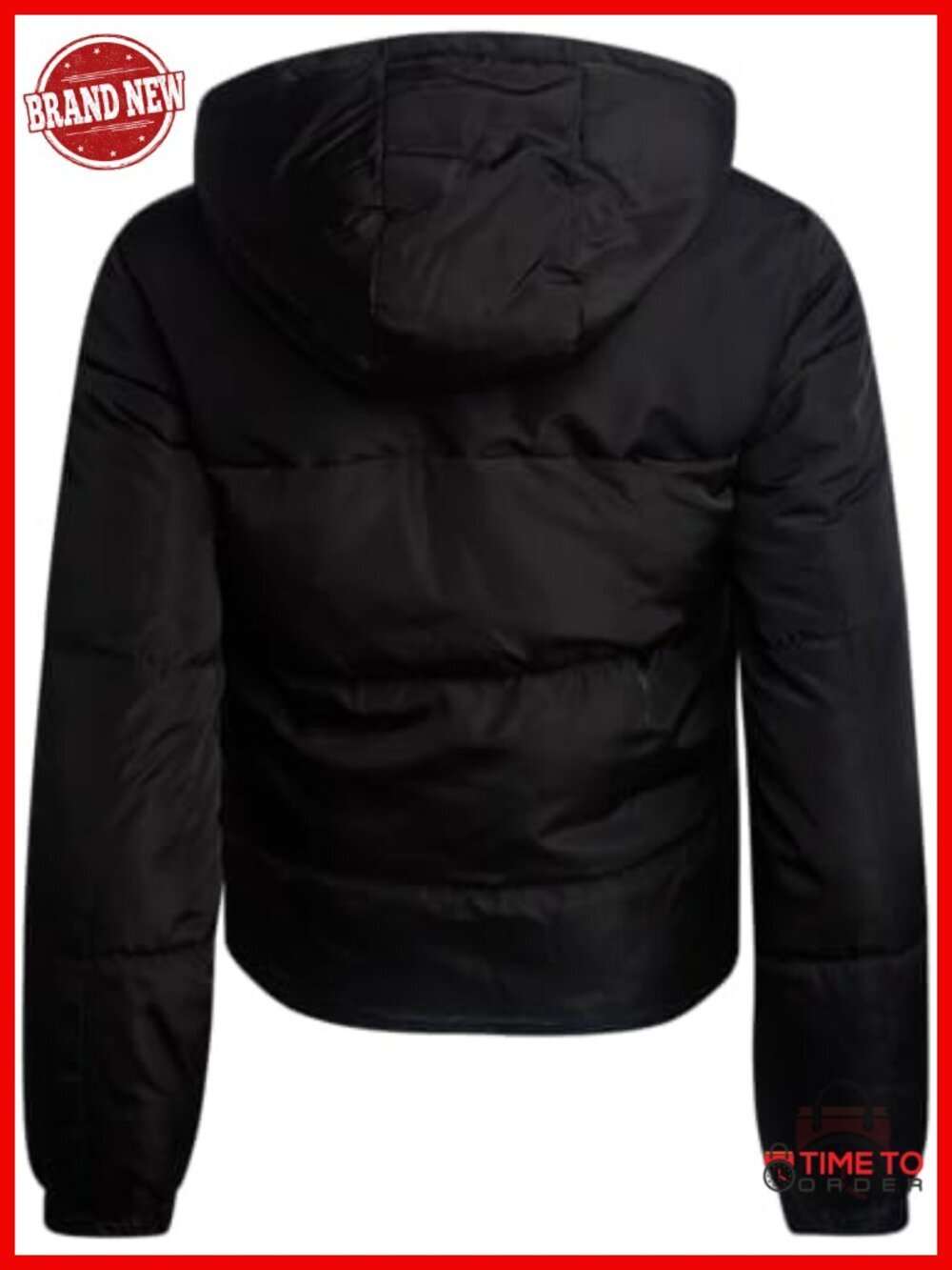 Women's Puffer Jacket with Hood, Water Resistant Quilted Winter Coat - Picture 5 of 6